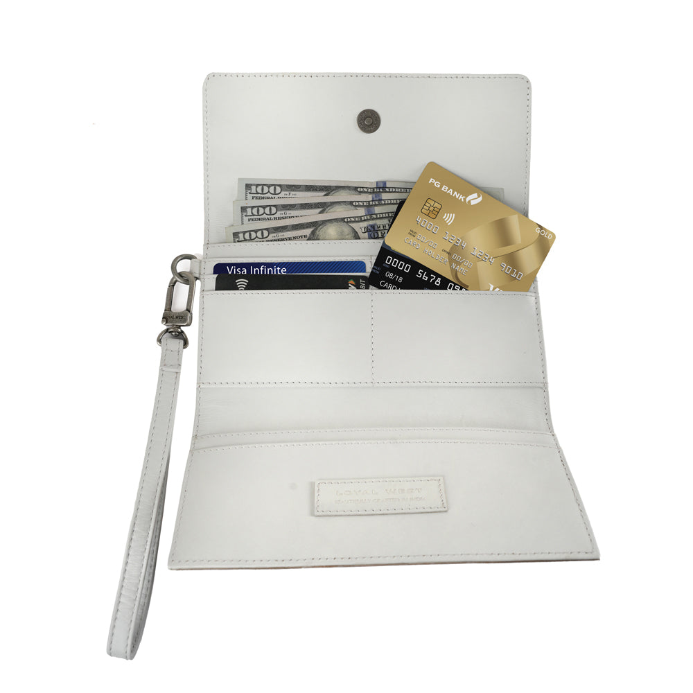 Handtooled Drover Wallet - Ivory Dust- Myra USA- {{Product type}}