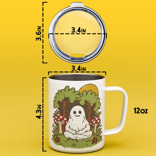 Meditating Ghost Insulated Travel Mug - - Mug