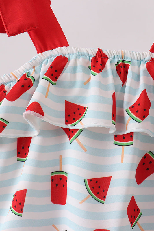 Red Watermelon UPF Swim One-Piece - - Swimwear