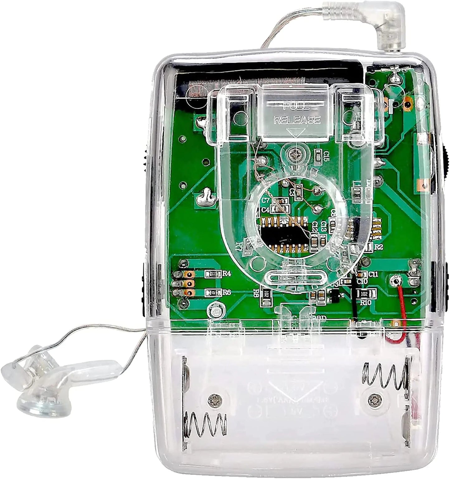 Clear Portable AM FM Mini Radio with Headphones - Kia Day Design