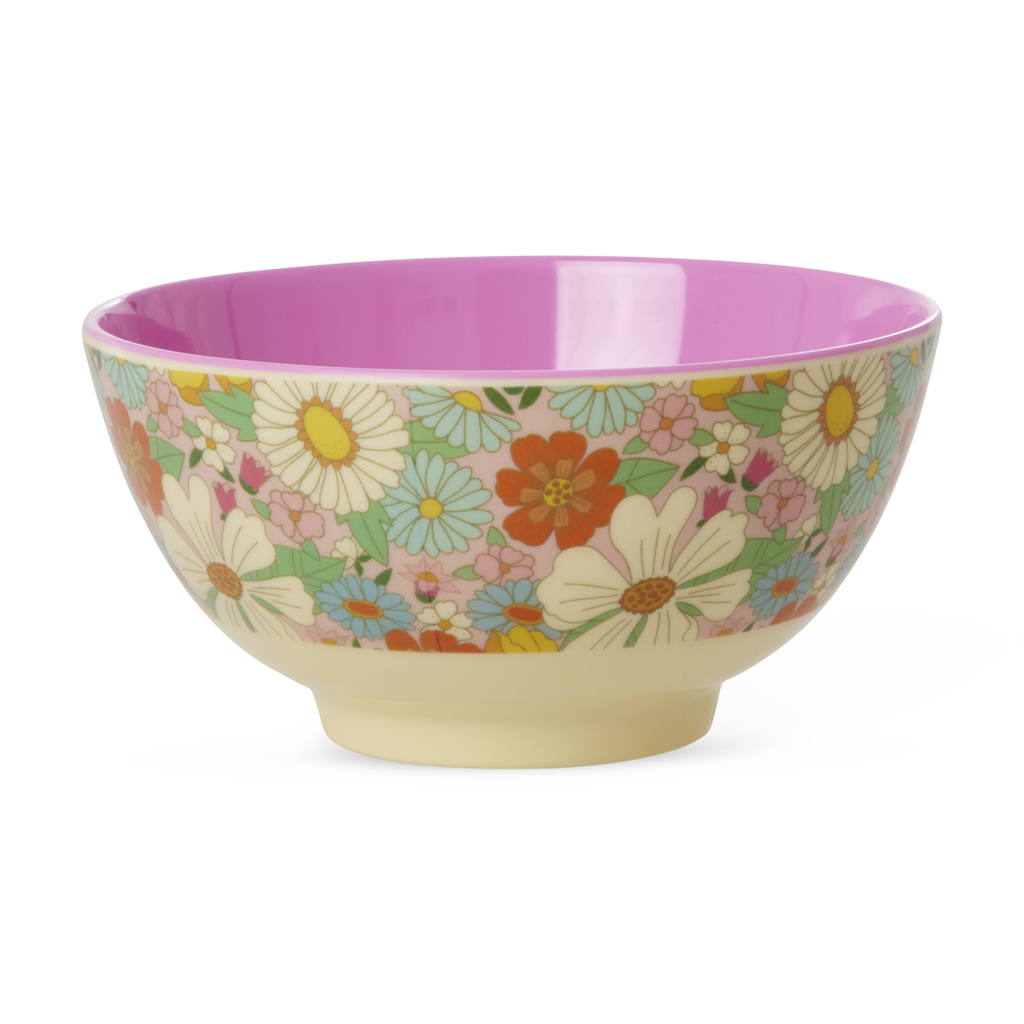 Medium Melamine Bowl - Flower Power Print - 23.7oz - - Tableware
