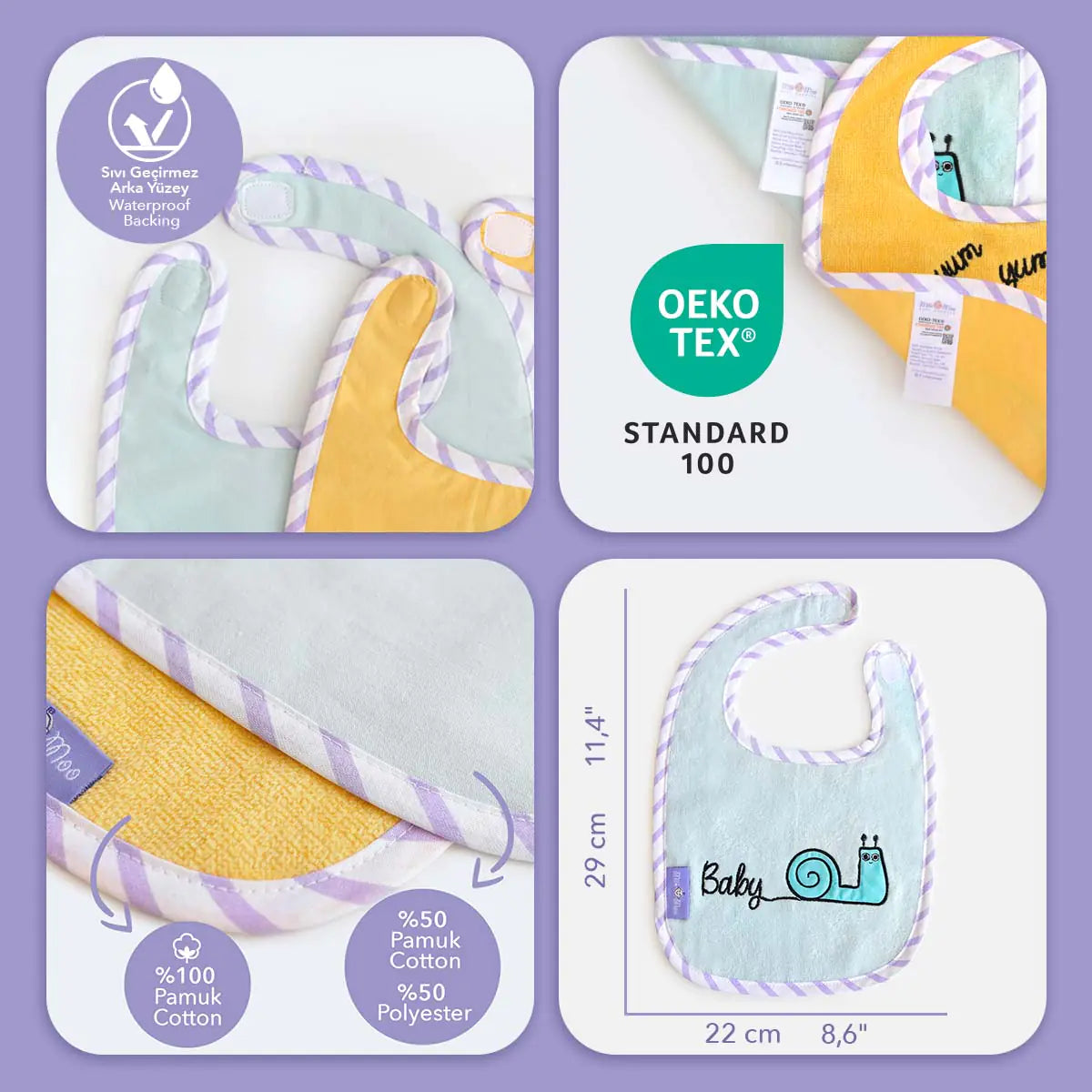 Milk&Moo Towel Bib Set of 2 Chubby Cat and Sangaloz Kia Day Design