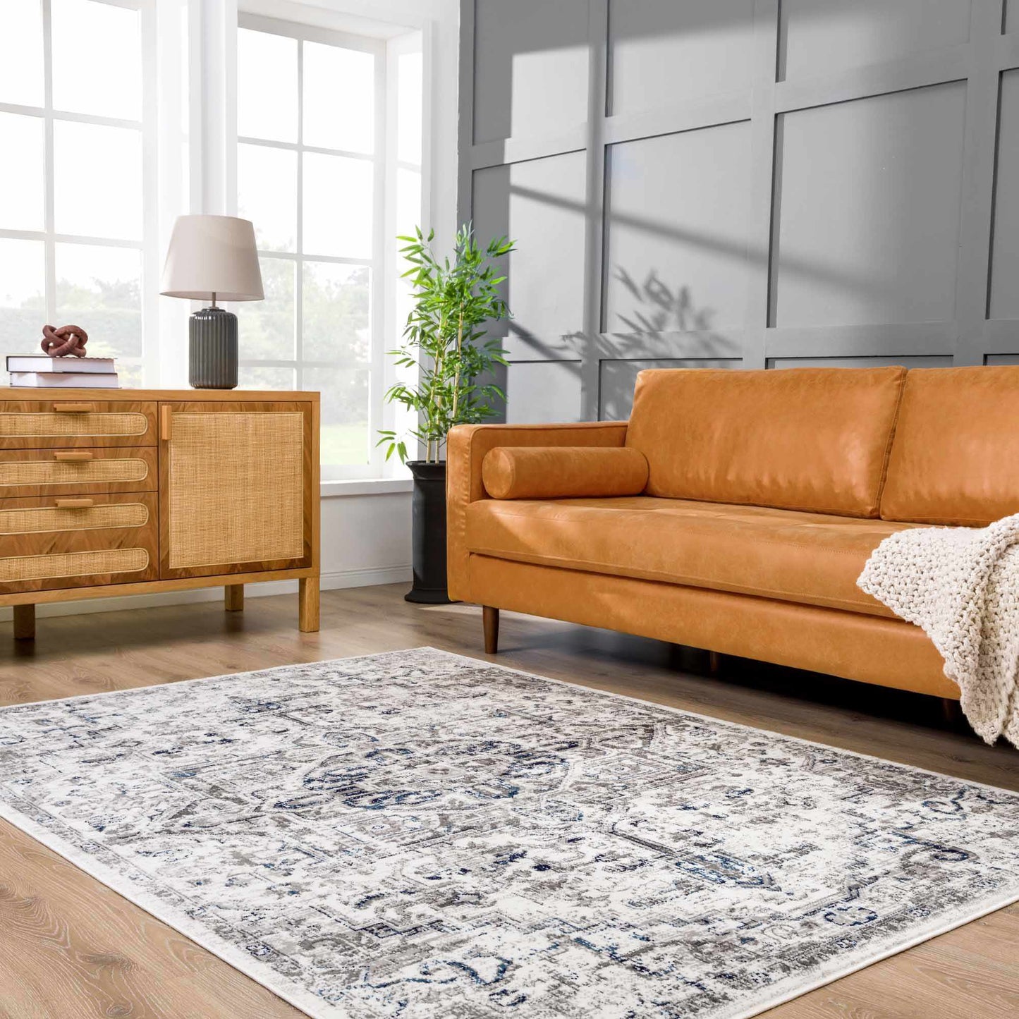 Buenaventura Cream & Navy Area Rug - - Rugs