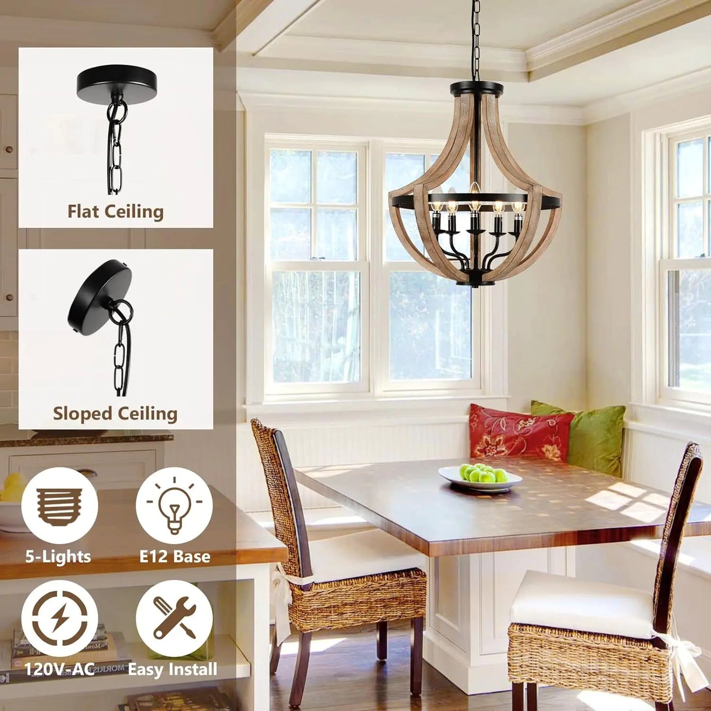 Solid Wood Height Adjustable Ceiling Light - Kia Day Design