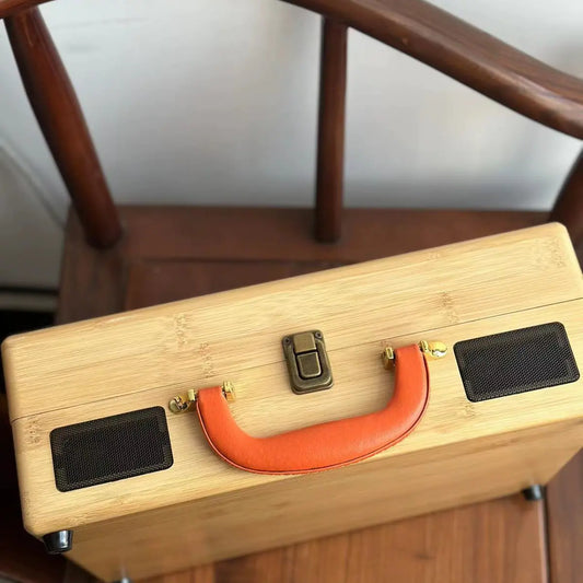 Bamboo Portable Vintage Vinyl Record Player with Bluetooth Speaker - - record player