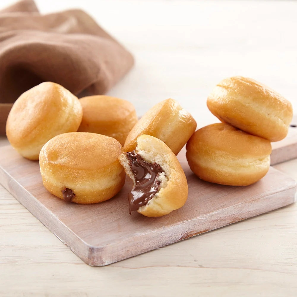 Handcrafted Mini Chocolate Hazelnut Filled Bomboloni (Italian Donut Pastries) - 8 Mini Chocolate Hazelnut Filled Bomboloni -