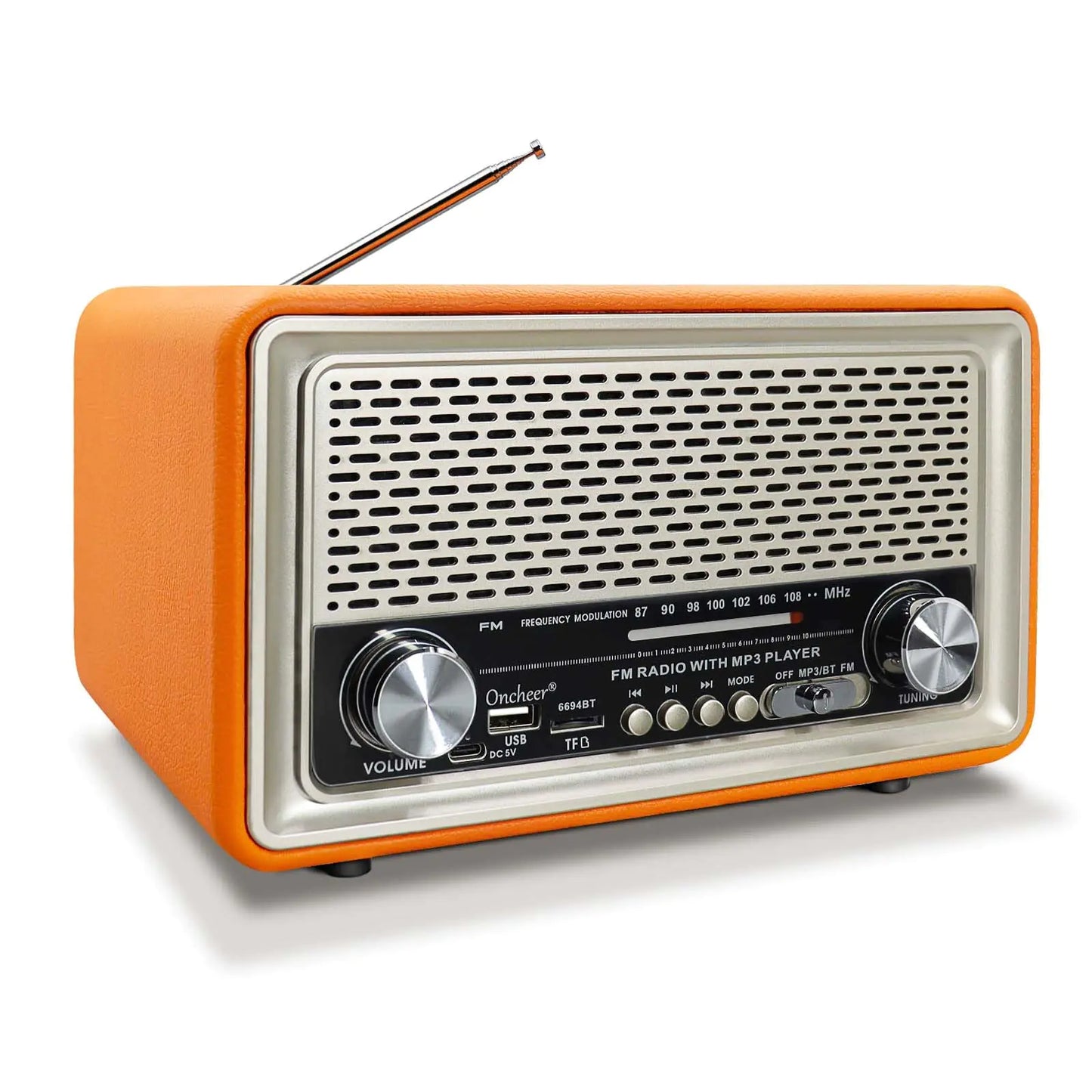 Retro Vintage FM Radio Leather Speaker Radios with Bluetooth TWS Pairing Battery Powered - Kia Day Design