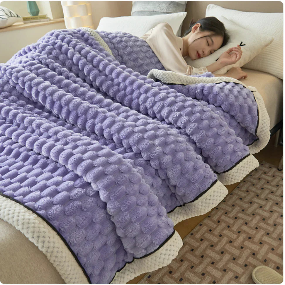 Winter Coral Flannel Thermal Blanket - Taro Purple 180X200cm - blanket