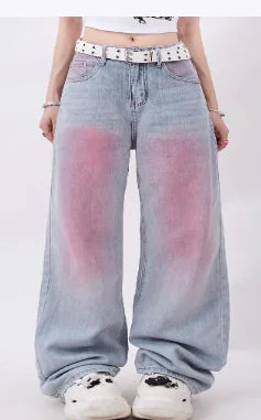 American Retro Graffiti Gradient Jeans - - jeans