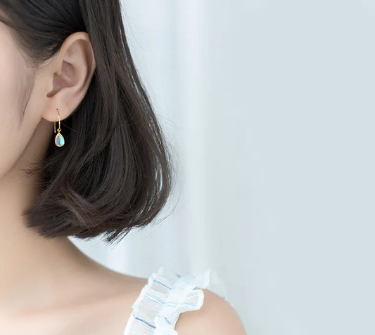 Sterling Silver Waterdrop Gradient Glass Earrings - Kia Day Design