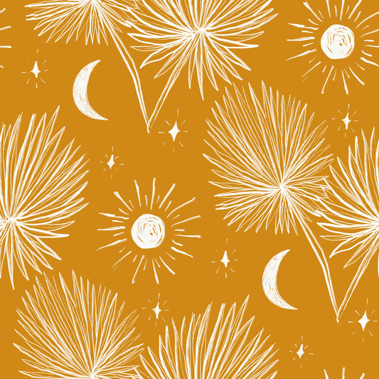 Night Palm Wallpaper Marigold and White - LUXE Peel & Stick - Wallpaper