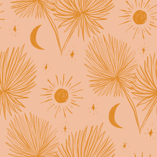 Night Palm Wallpaper Peach and Orange - LUXE Peel & Stick - Wallpaper