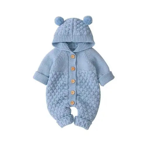 Baby Romper Bear Ear Knit Hooded Jumpsuit Kia Day Design