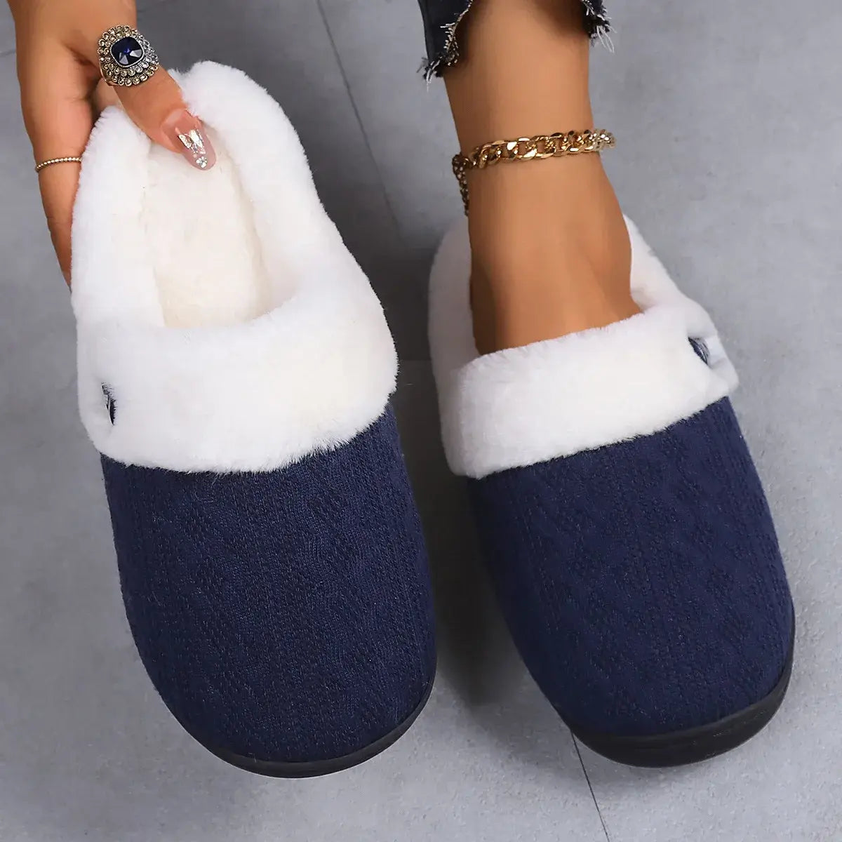 Winter Furry Slippers Indoor Outdoor Fluffy Suede Kia Day Design