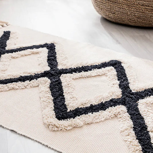 Handwoven Moroccan Cotton Fringe Area Rug - Kia Day Design