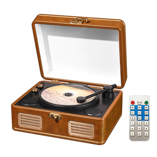 MANAYO Retro Portable CD Player with Bluetooth for Home Rechargeable Small Portable CD Player with Speakers Support AUX/USB Desktop Portable CD Player Boombox with Remote Control - Kia Day Design