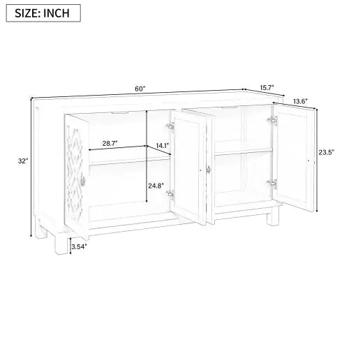Blue 4-door Cabinet with Pull-tab Handle - - cabinet