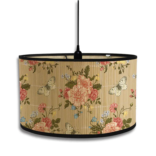 Bamboo Lampshade with Floral Patterns - 01 (without power cord) - lamp shade