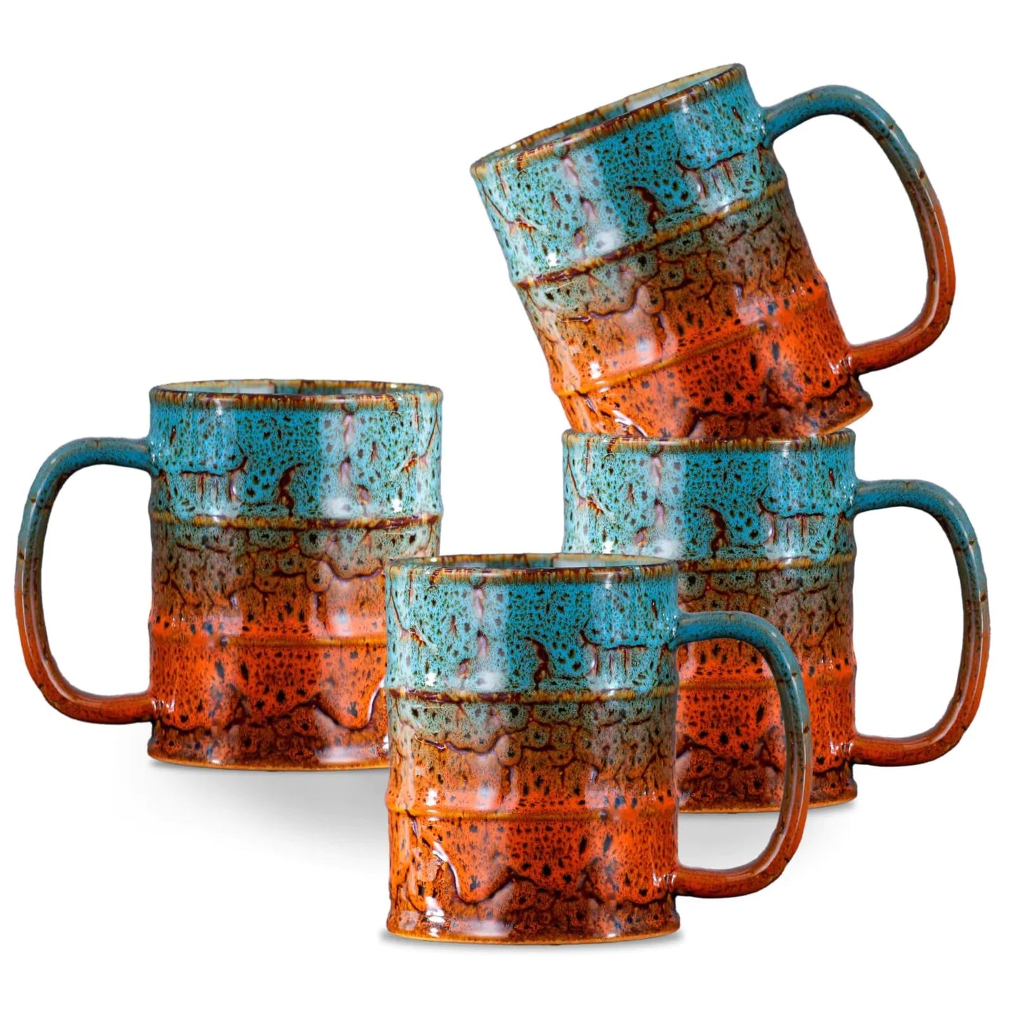 Set of 4 12 Oz Ceramic Coffee Cups - - mug