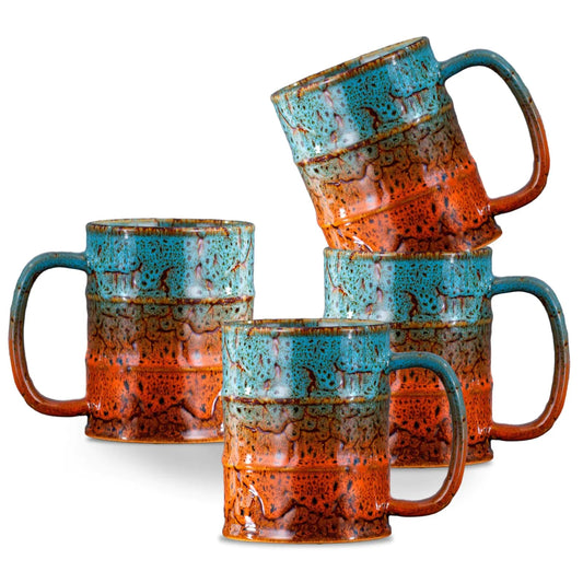 Set of 4 12 Oz Ceramic Coffee Cups - - mug