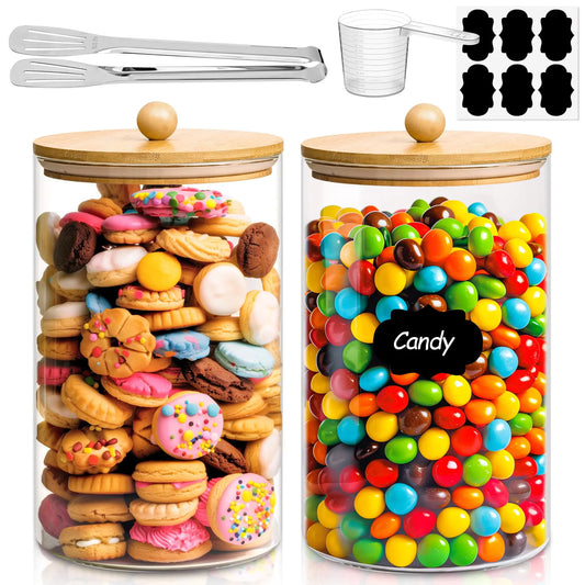 Set of 2 1 Gallon Large Glass Jar Canisters with Lids 128 OZ with Spoon and Clip - Kia Day Design