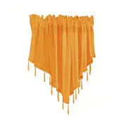 Solid Color Triangle Short Beaded Valance - Yellow - curtain