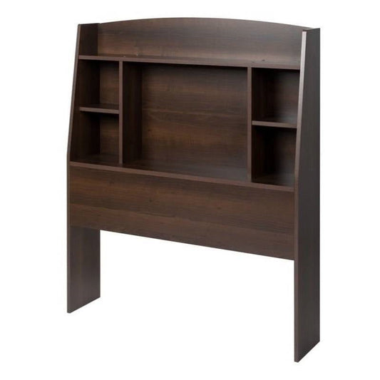 Twin size Bookcase Storage Headboard in Espresso Wood Finish - - Bedroom > Headboards