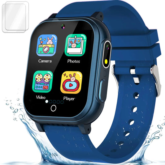 Blue Kids Smart Watch Ages 3-12 IP67 Waterproof 32 Puzzle Games HD Touchscreen - - watch