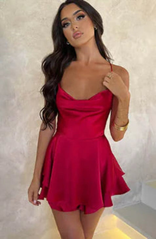 Satin Spaghetti Strap Dress - Kia Day Design