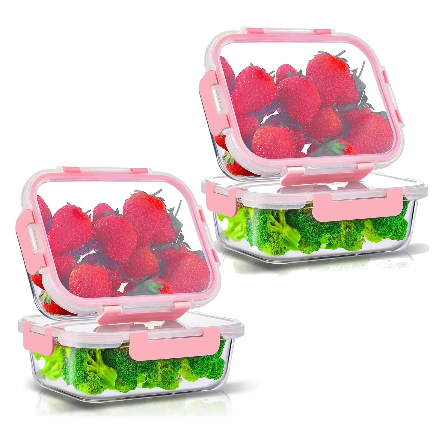 4 Pack 36 OZ Glass Food Storage Containers with Airtight Lids - Kia Day Design