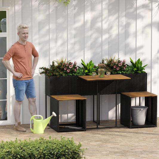 Patio Furniture Set with Raised Garden Bed for Porch and Yard - - patio set