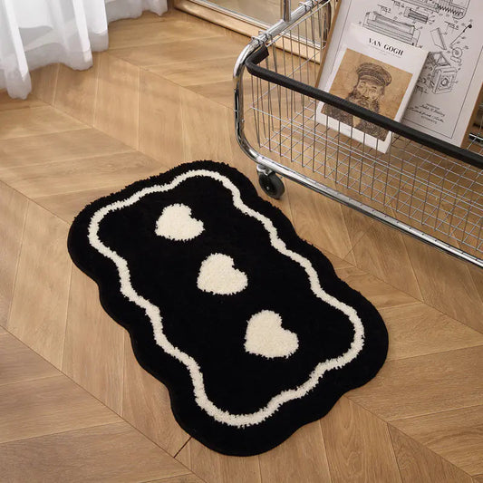 Black and White Absorbent Bathroom Rug Non-Slip Design - Kia Day Design