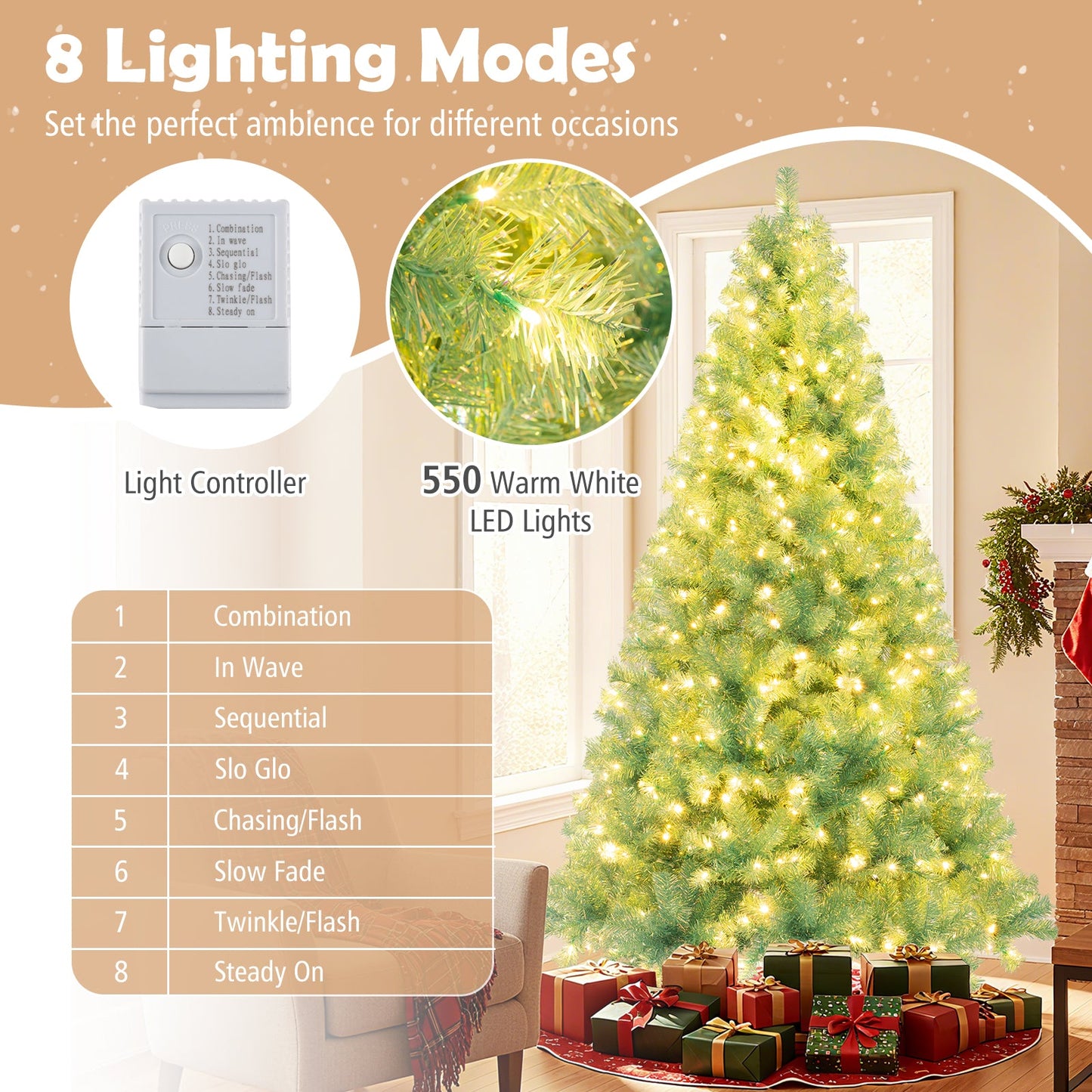 Pre-Lit Tinsel Christmas Tree Artificial Xmas Tree Home Office Party Seasonal Holiday Decoration - -