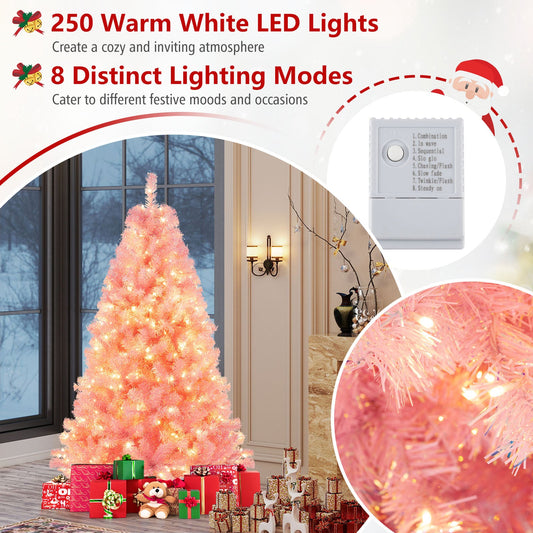 Pre-Lit Tinsel Christmas Tree Artificial Xmas Tree with Lush Branch Tips - - christmas tree
