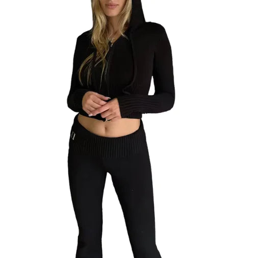 Knitted Hooded Two-Piece Set - Kia Day Design