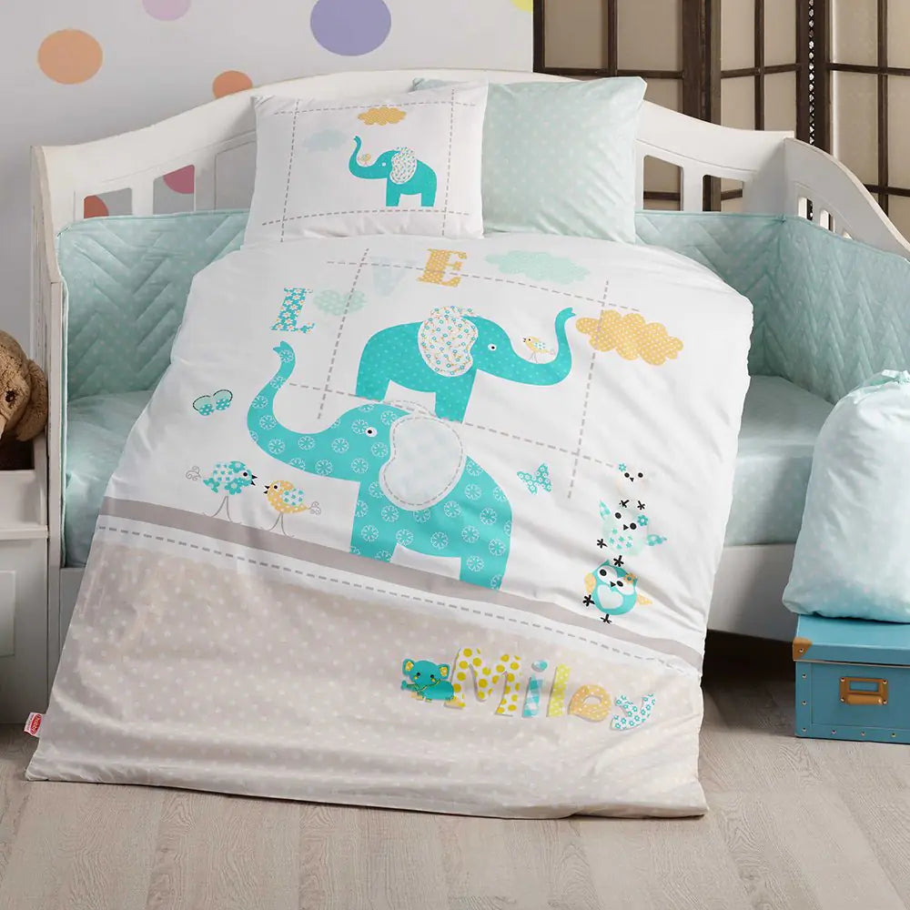 Hobby Pretty Turquoise Baby Duvet Cover Set Kia Day Design