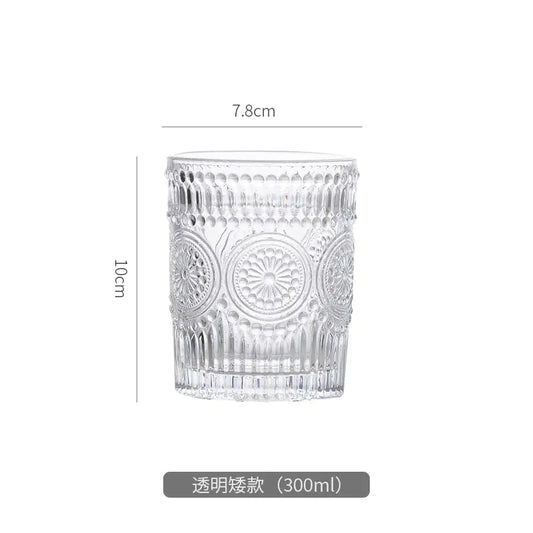 Embossed Sunflower Glass Mug - Scandinavian Style Drinkware Kia Day Design