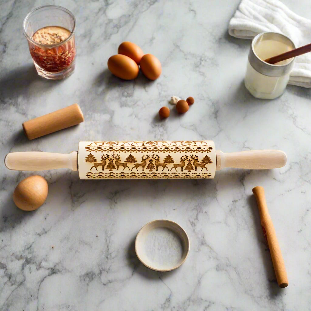 Wooden Embossed Rolling Pin - Kia Day Design