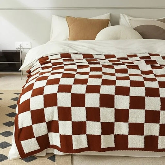 Checkerboard Plaid Blanket Fleece Kia Day Design
