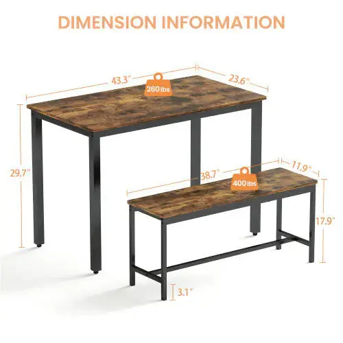 Dining Table Set with 2 Dining Benches - Kia Day Design