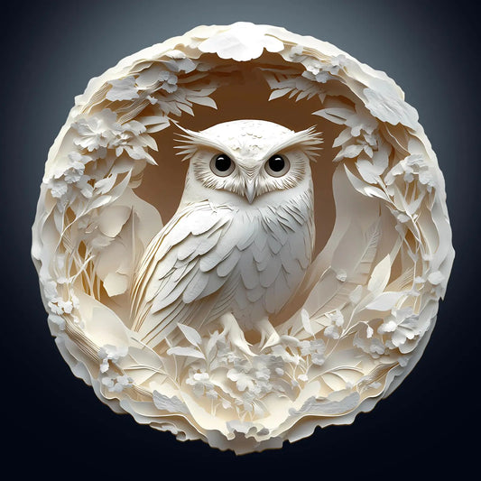 3D Visual Effect Paper Carved Owl Puzzle Wooden Jigsaw Puzzle - - puzzle