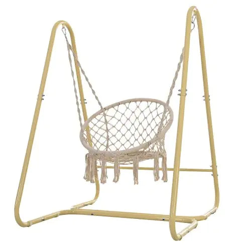 Swing Chair Handmade Macrame Swing Hammock Chair With Stand - - chair