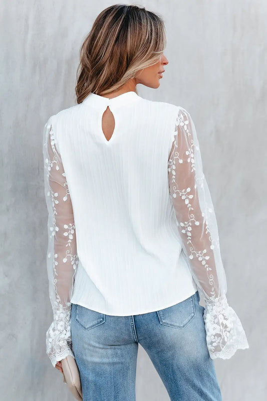 White Blouse with Contrast Lace Kia Day Design