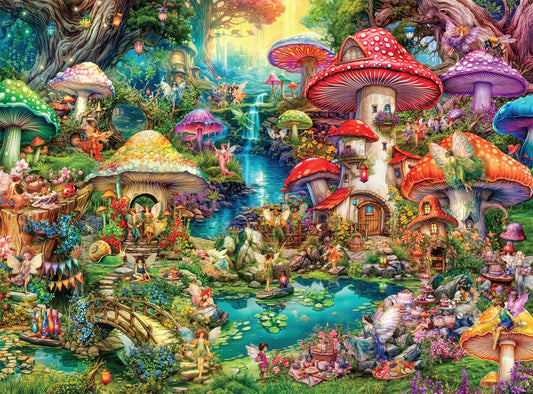 Buffalo Games - Aimee Stewart - Merry Mushroom Village Picnic - 1000-teiliges Puzzle für Erwachsene herausforderndes Puzzle perfekt für Spieleabende - Fertige Größe 2675 x 1975 cm Kia Day Design