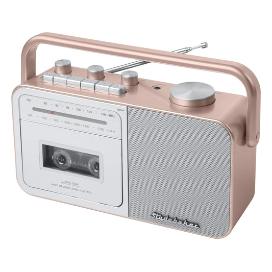 Rose Gold & Silver Studebaker Portable Cassette Player Recorder with AM/FM Radio - Kia Day Design