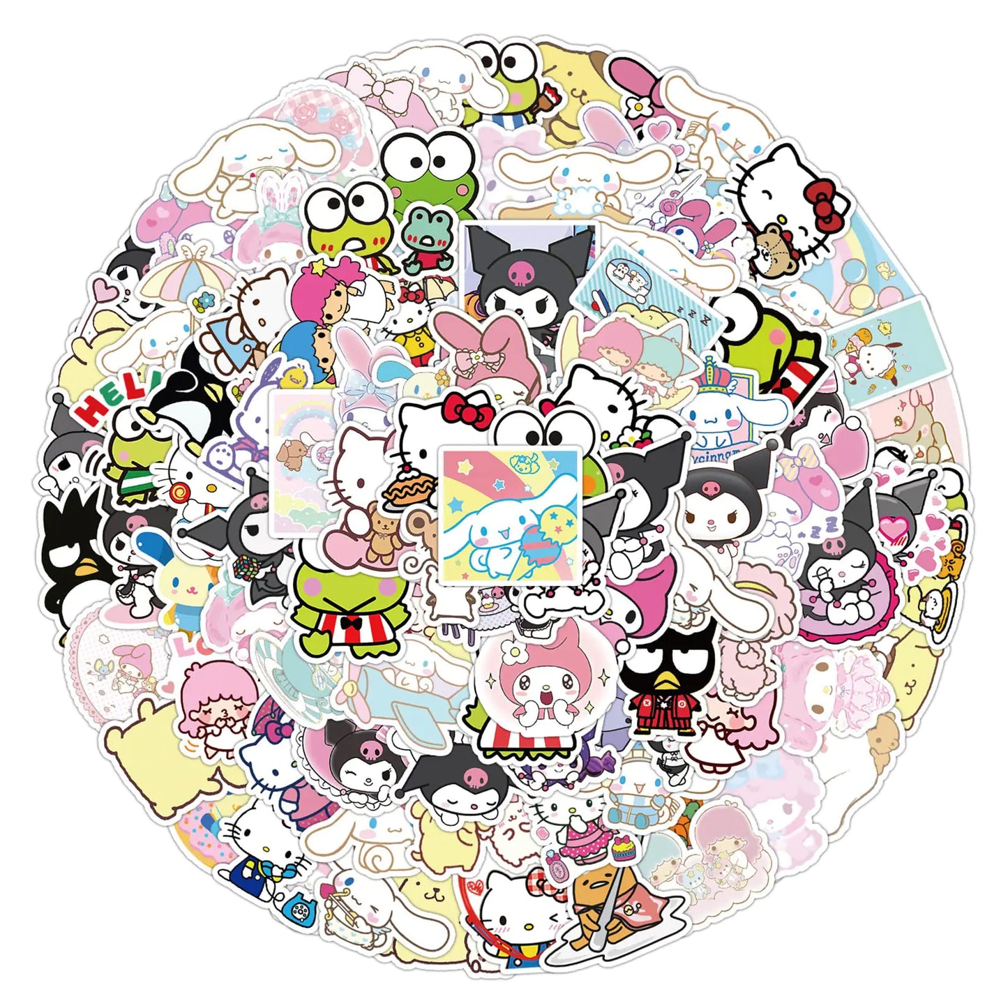 100Pcs Cartoon Sanrio Stickers for Kids Hello Kitty Stickers - - stickers