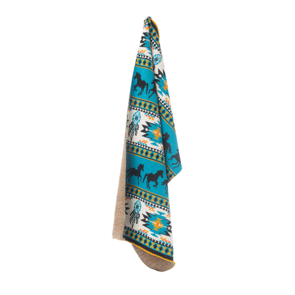 Dreamcatcher Knitted Cotton Kitchen Towel '' SET OF 2 '' in Prairie Blue - - KITCHEN TOWEL