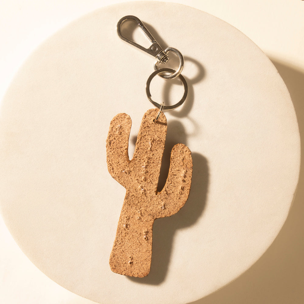 Myra Cactus Prairie Handtooled Leather Key Fob in Canyon Teal- Myra USA- {{Product type}}
