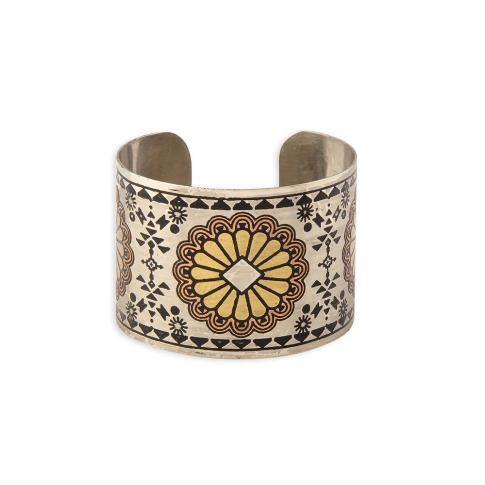 Mesa Sun Etched Metal Cuff Bracelet- Myra USA- {{Product type}}