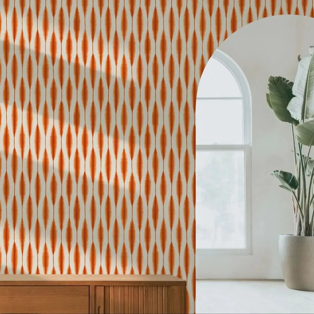 Red Geometric Wallpaper Peel and Stick Kia Day Design